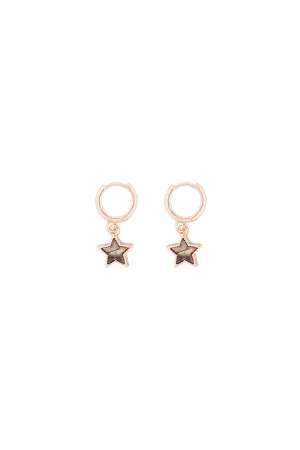 MOP HUGGIE HOOP STAR DROP EARRINGS