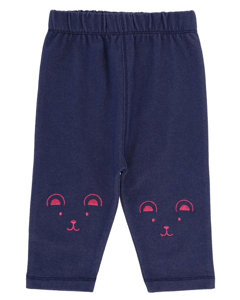 Navy Animal Applique Leggings