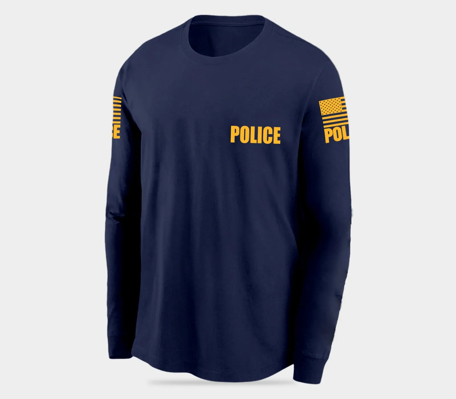 Navy Blue Police Men's Shirt - Long Sleeve (Golden Yellow)