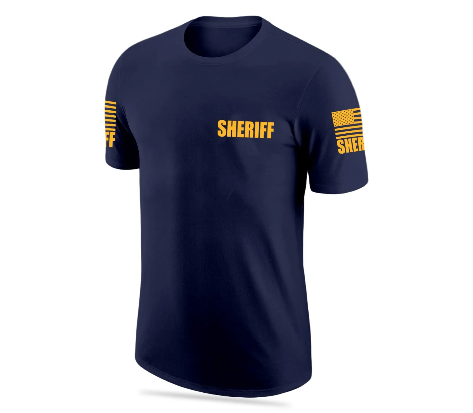 Navy Blue Sheriff Men's Shirt - Short Sleeve (Golden Yellow)