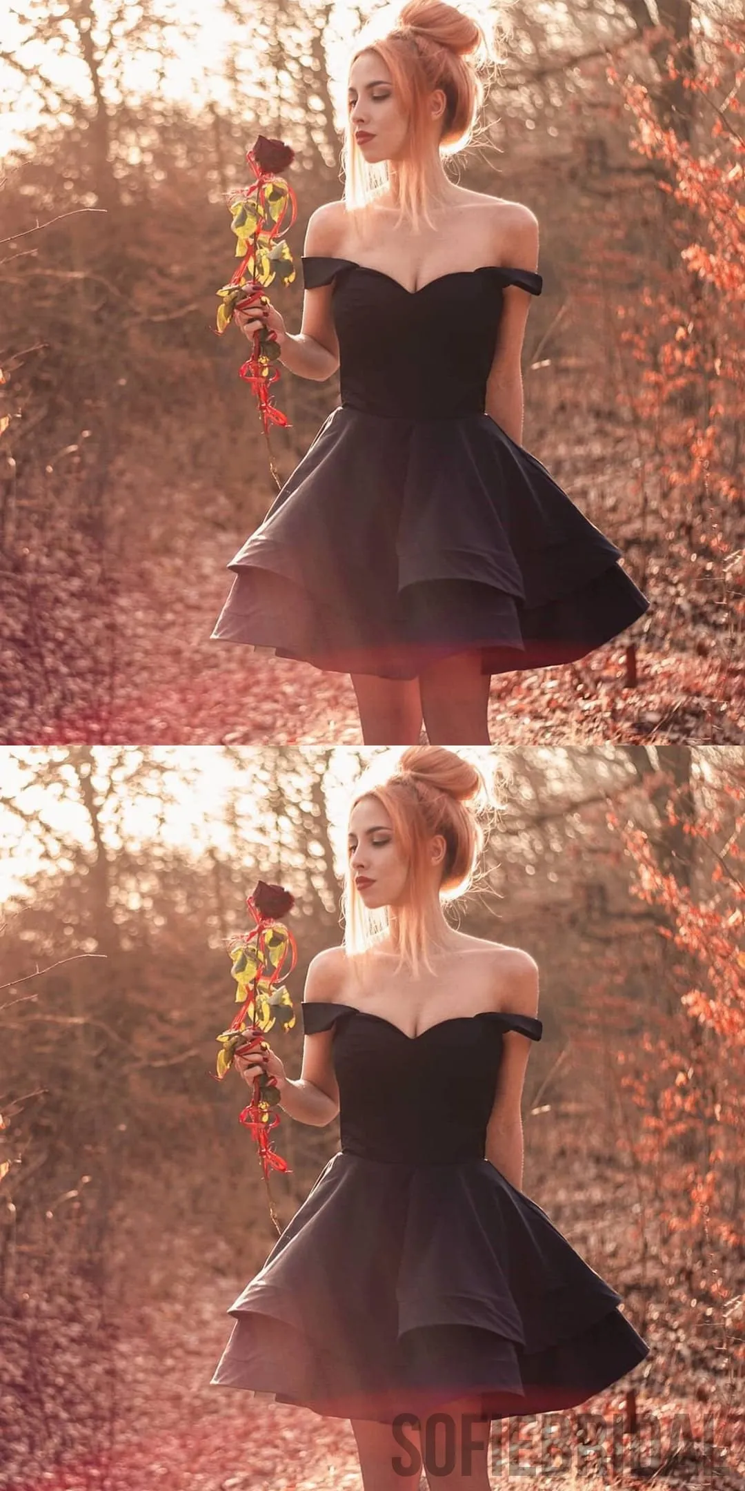 New Arrival Off-shoulder A-line Black Short Homecoming Dress, HD0146