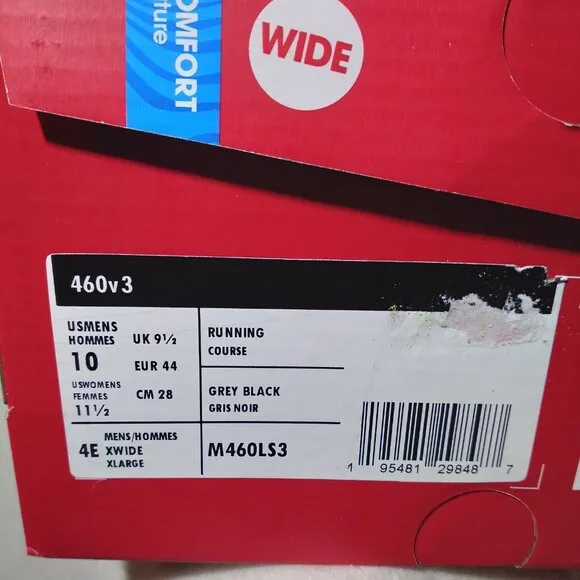New Balance Men's Size 10 460v3 Wide Fit Grey Black M460LS3 New Box