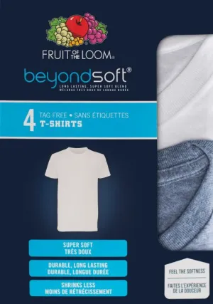 New in package! Kids Boys Pack of 4 Beyond Soft Tag Free comfortable T-Shirts, white, blue, grey, Sz M (10-12)