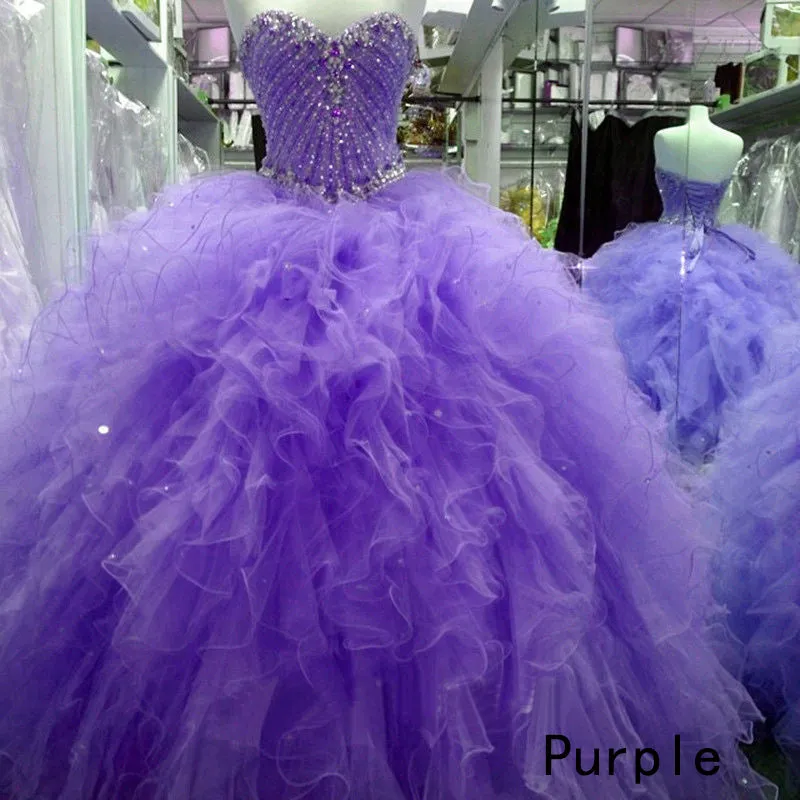 New Popular Mint Quinceanera Dresses Beaded Sparkly Rhinestones Puffy Tulle Ruffles Ball Gown Sweet 16 Dress vestidos de quinceañera