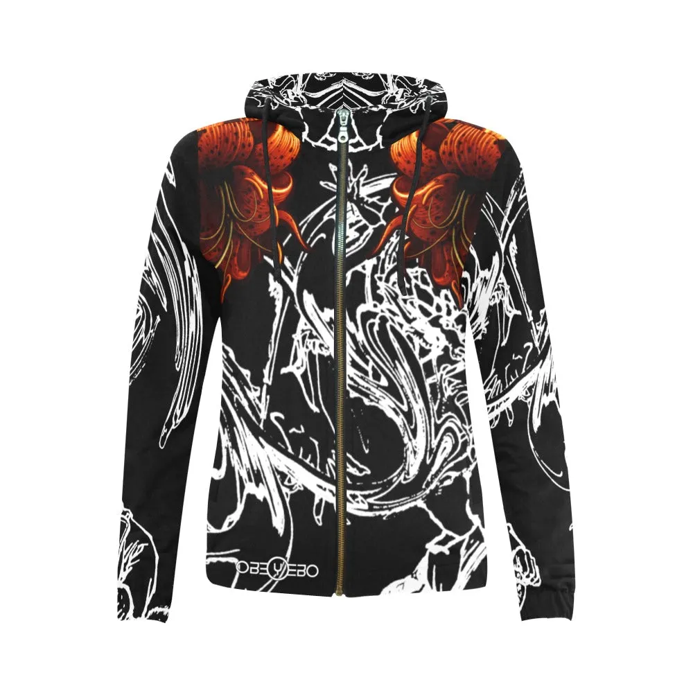 Night Lily Chasing the Dragon Women's Full Zip Hoodie