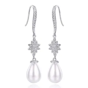 Olivia Pearl & Cubic Zirconia Drop Dangle Earrings