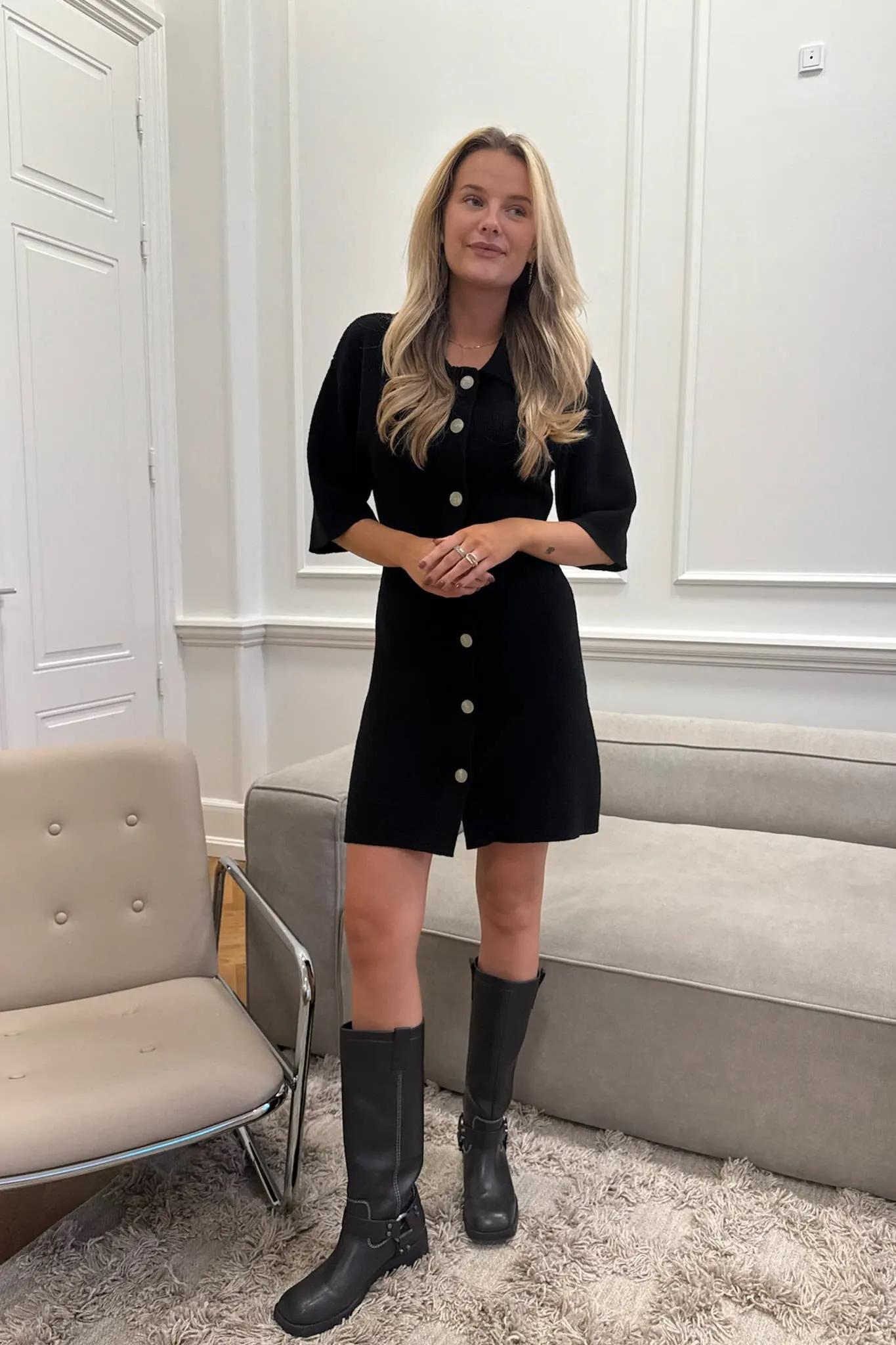 OliviaIC Strik Kjole - Sort