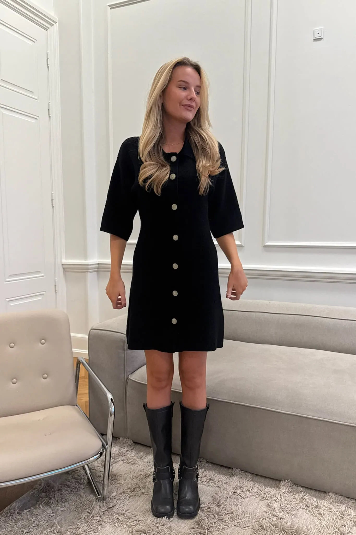 OliviaIC Strik Kjole - Sort