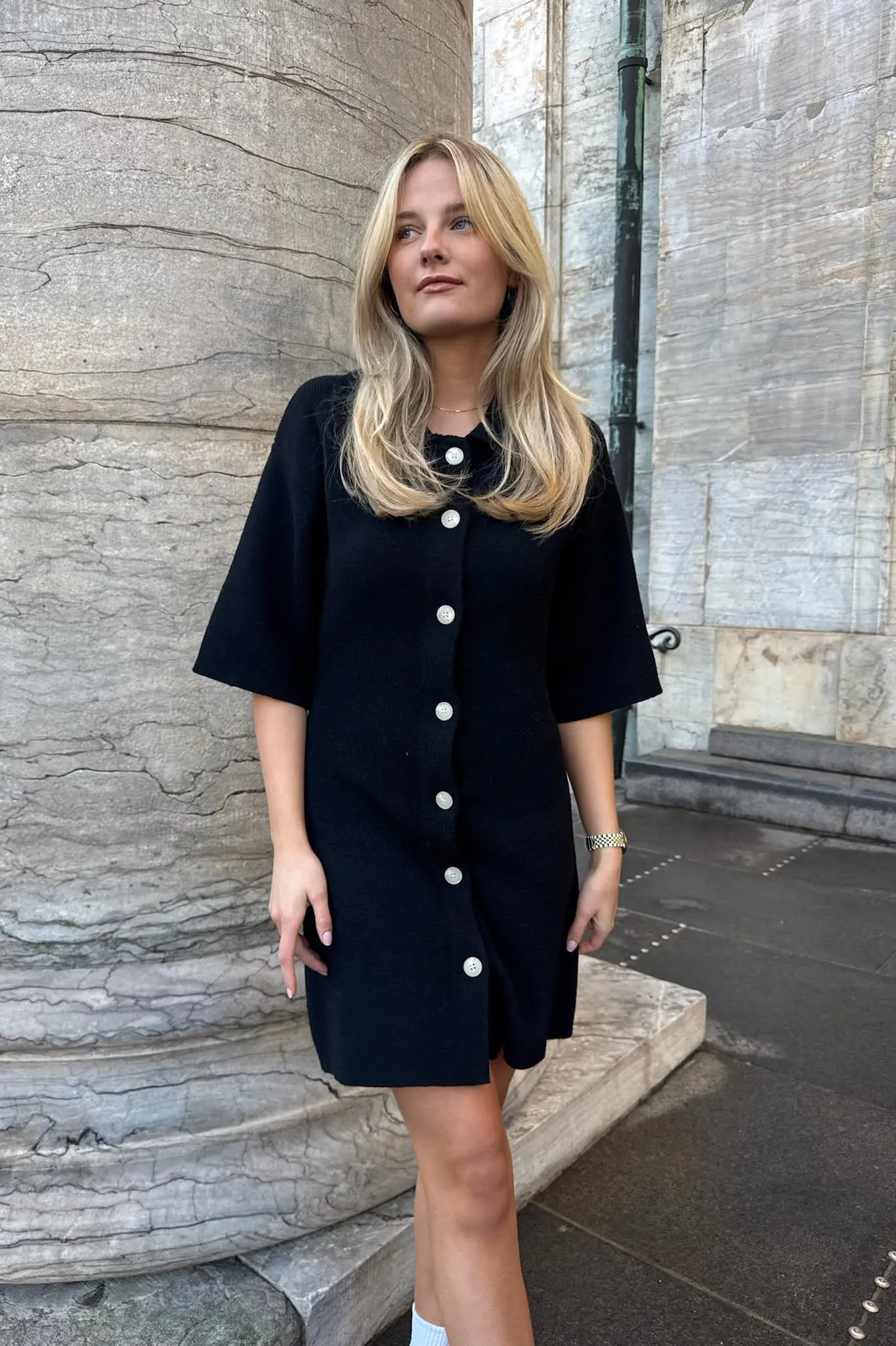 OliviaIC Strik Kjole - Sort