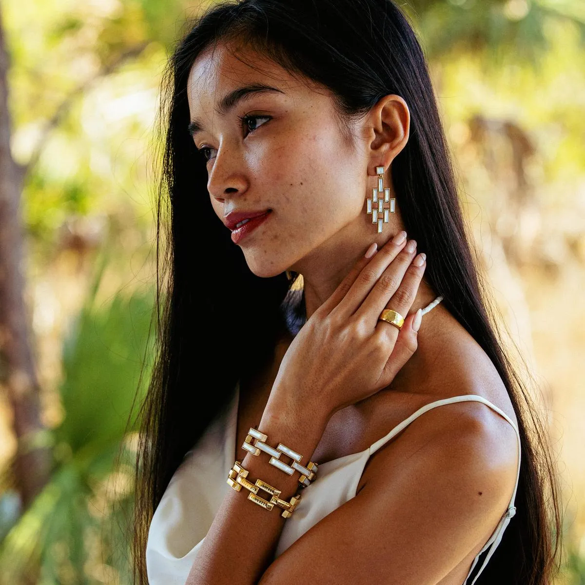 Pathway Post Drop Earrings - Gold