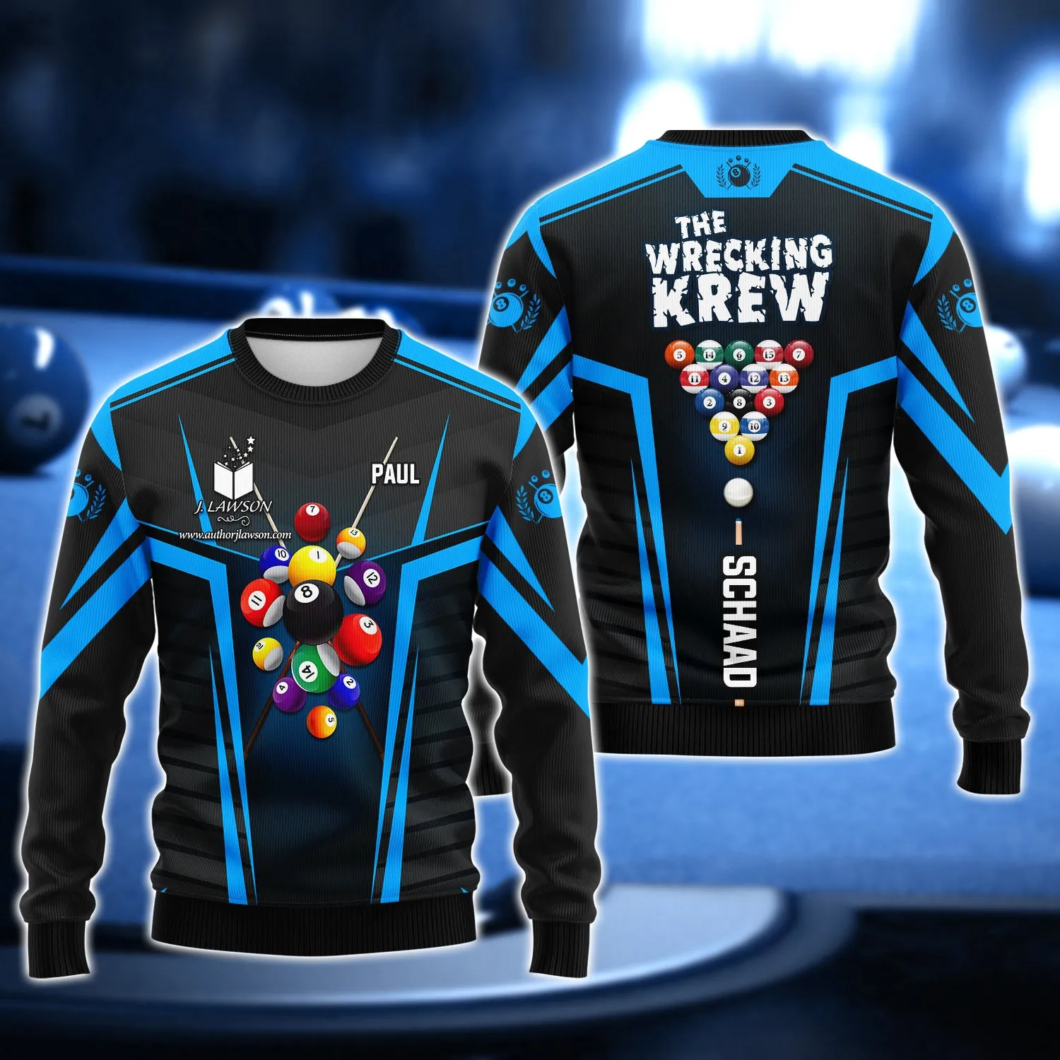 PAUL SCHAAD, The Wrecking Krew Team In Blue Billard Balls 3D Shirt - QB95