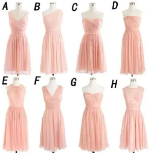 peach mismatched bridesmaid dresses short 2020 chiffon cheap custom vintage wedding guest dress