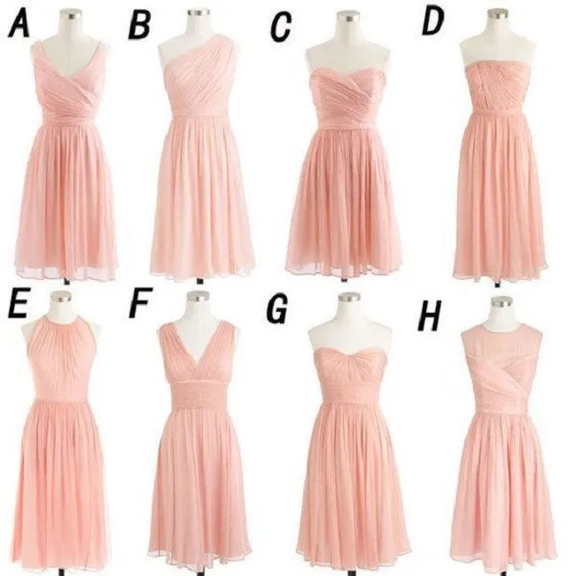 peach mismatched bridesmaid dresses short 2020 chiffon cheap custom vintage wedding guest dress