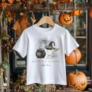 Personalised Halloween Ghost Witch Toddler & Kids T Shirt