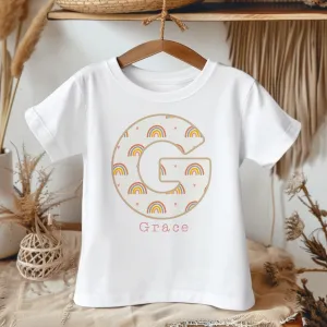 Personalised Name Boho Rainbow Theme Toddler & Kids T Shirt