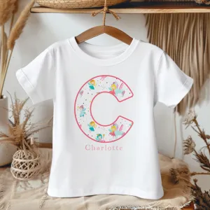 Personalised Name Princess Unicorn Theme Toddler & Kids T Shirt