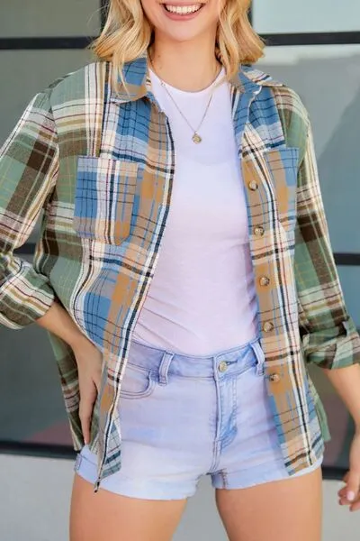 Plaid Button Up Long Sleeve Shirt