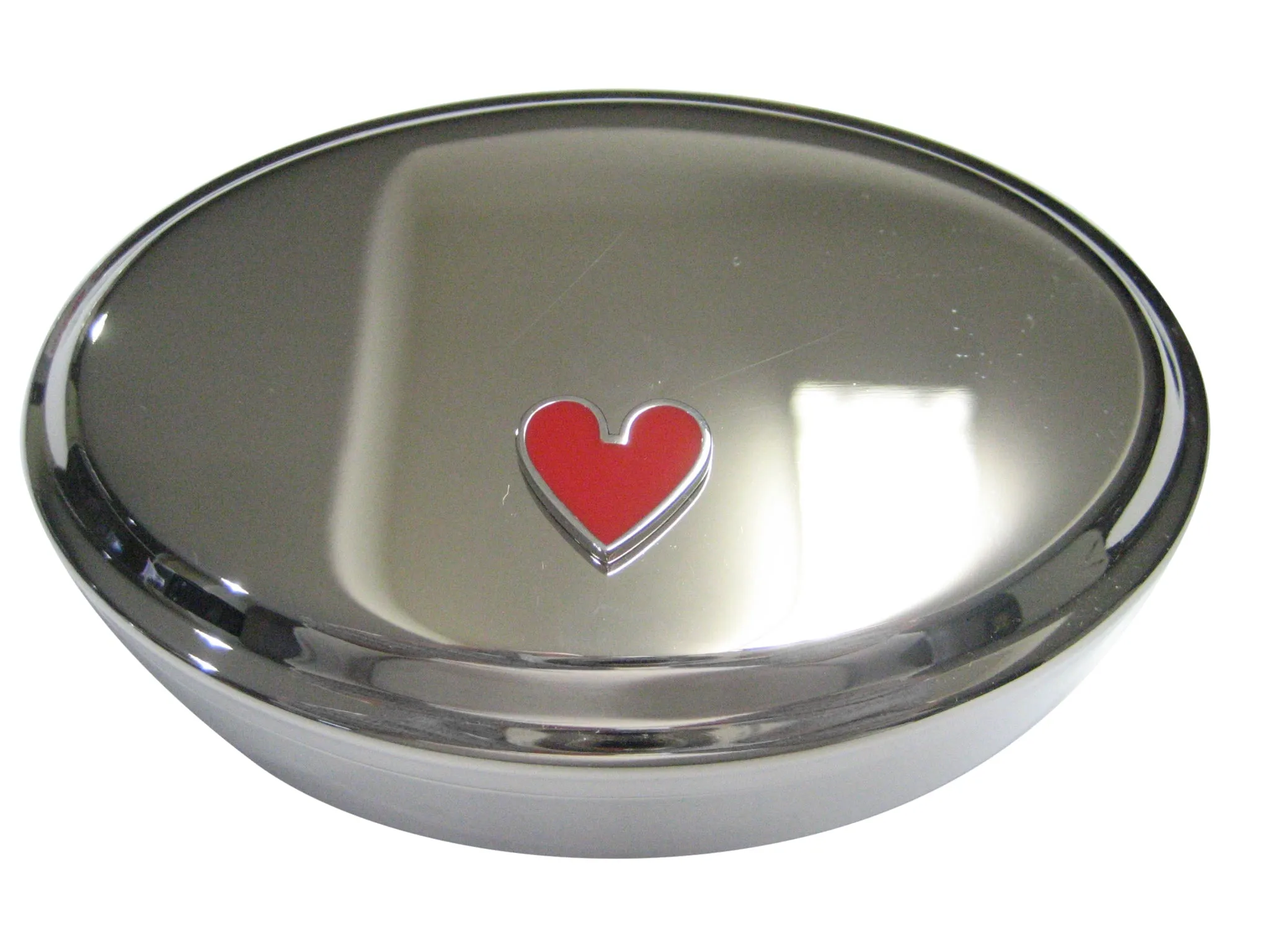 Playing Cards Red Heart Suits Oval Trinket Jewelry Box