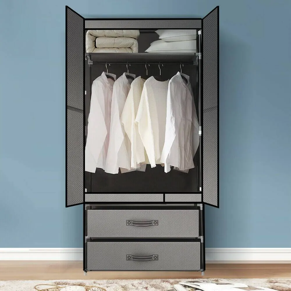 Portable Wardrobe Clothes Closet Storage Cabinet Organiser Unit Shelf