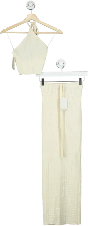 Pretty Lavish Cream Knitted Top and Skirt Set UK XS