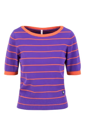 Pretty Preppy Knitted Jumper Everything In Bold Lilac Ribbons Stripes