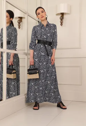 Printed Crepe Shirt Dress