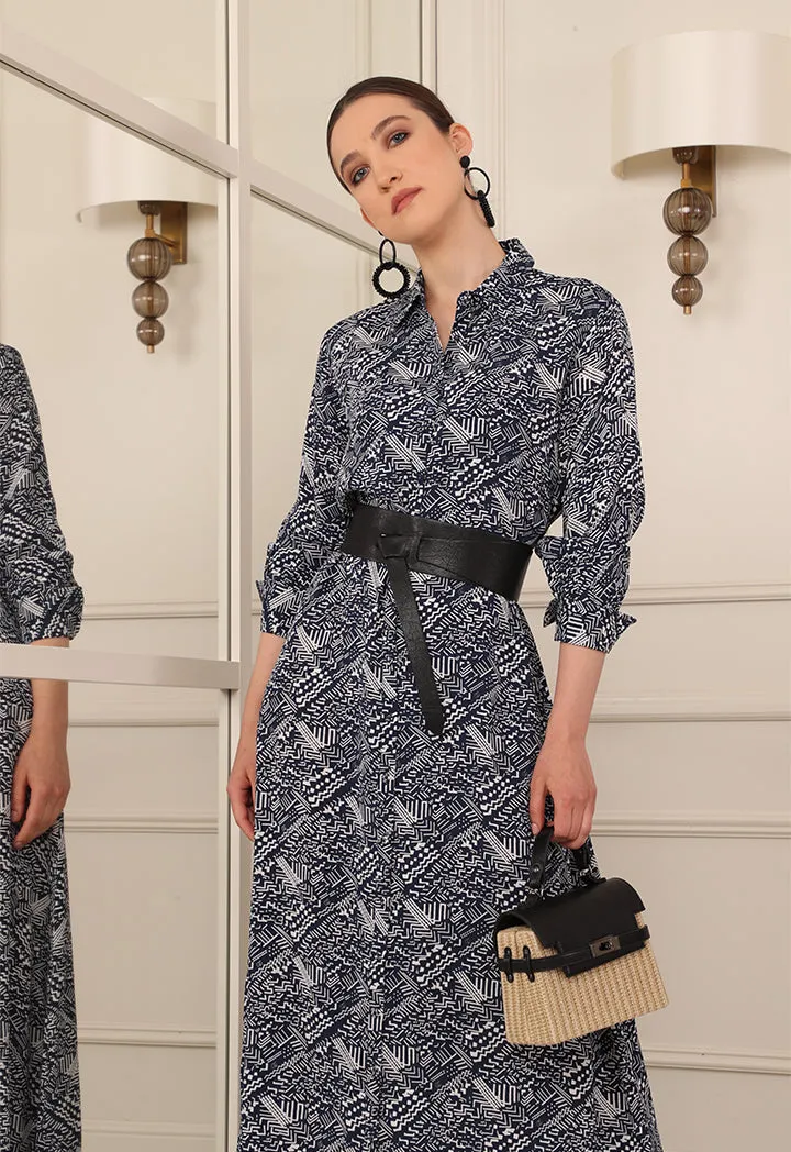 Printed Crepe Shirt Dress