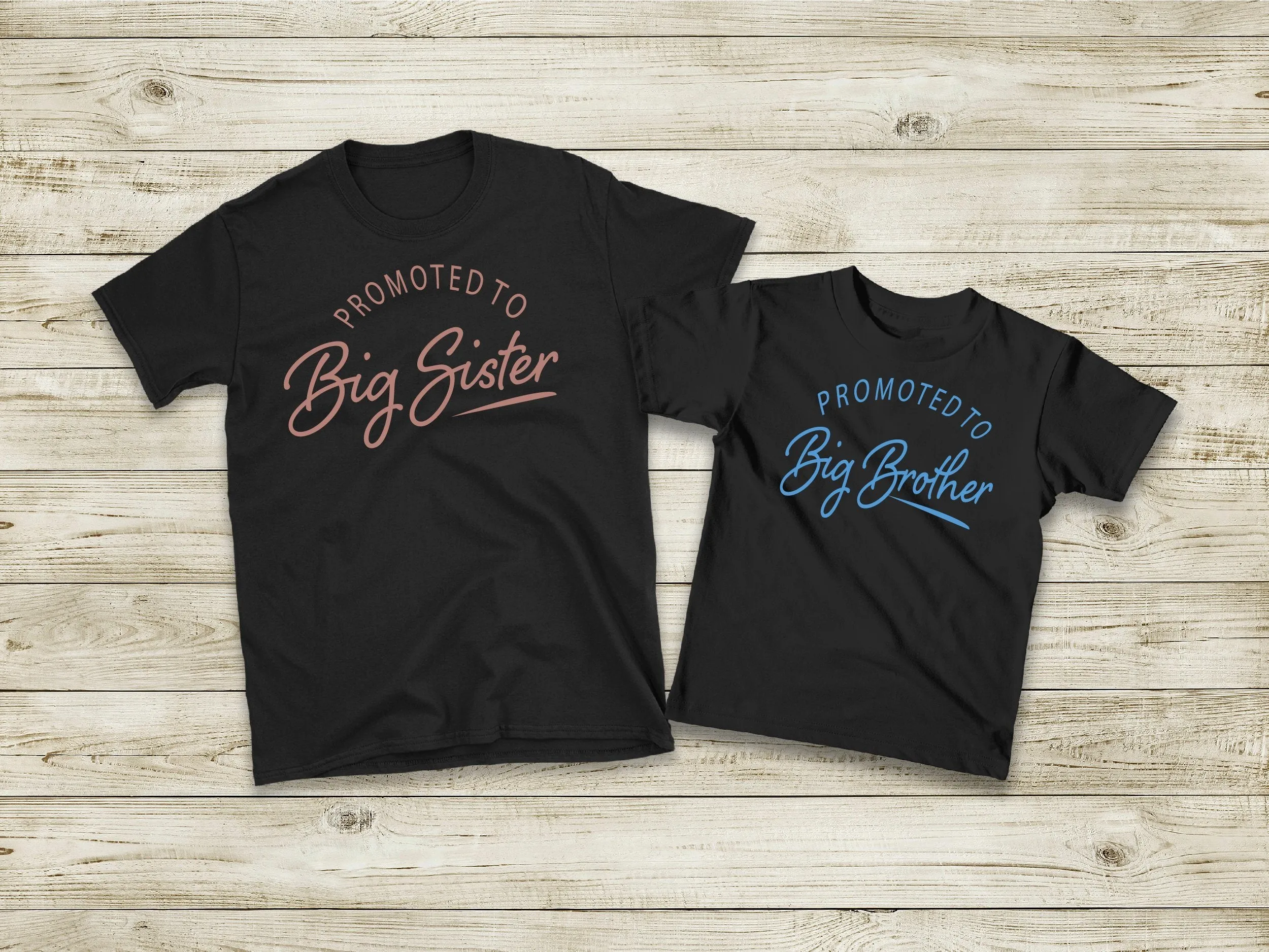 Promoted to Big Sister Big Brother new sister brother matching T-shirts