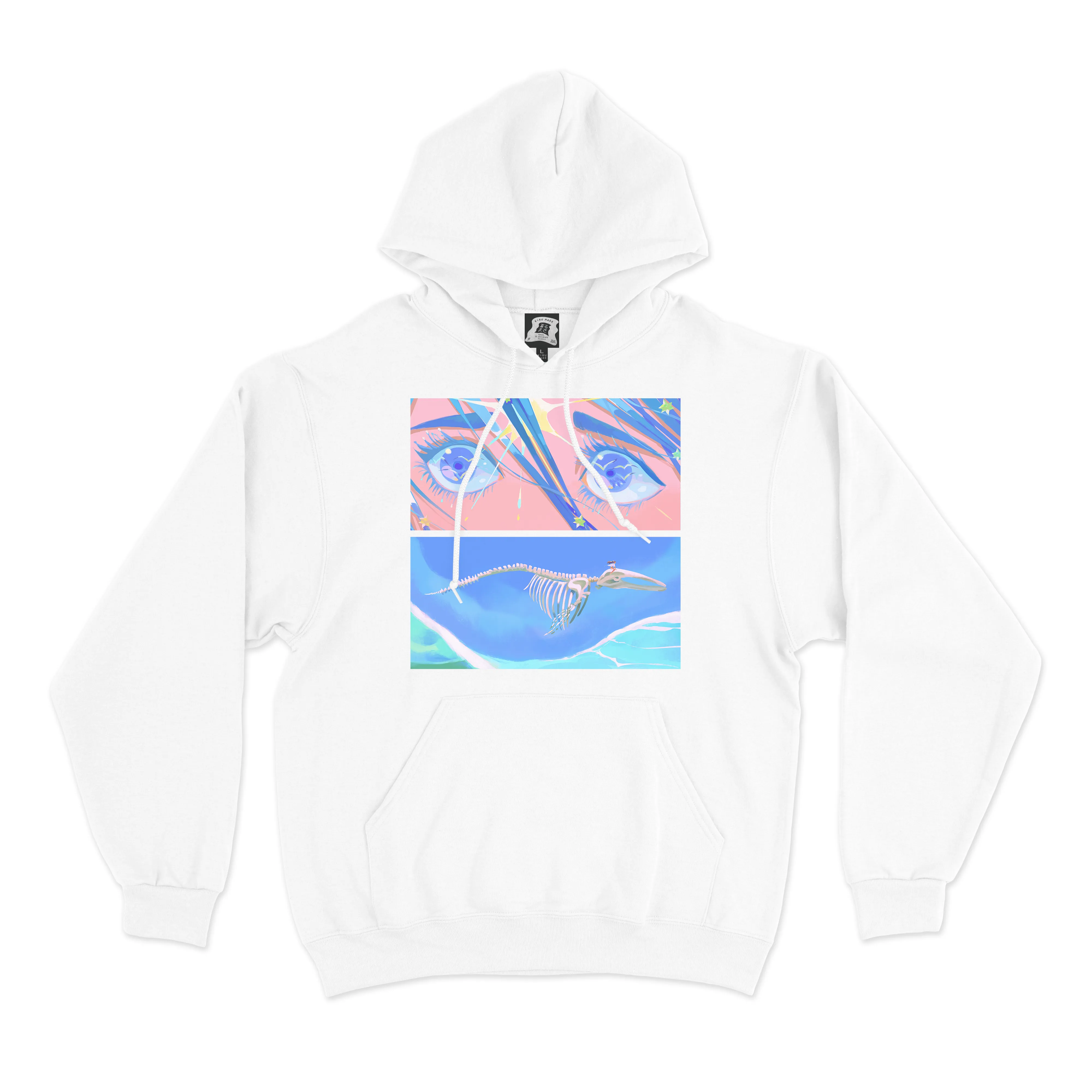 "Blue Wonder" Basic Hoodie Black/White