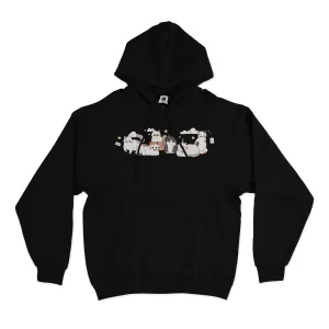 "Cat Parade" Basic Hoodie White/Beige/Black