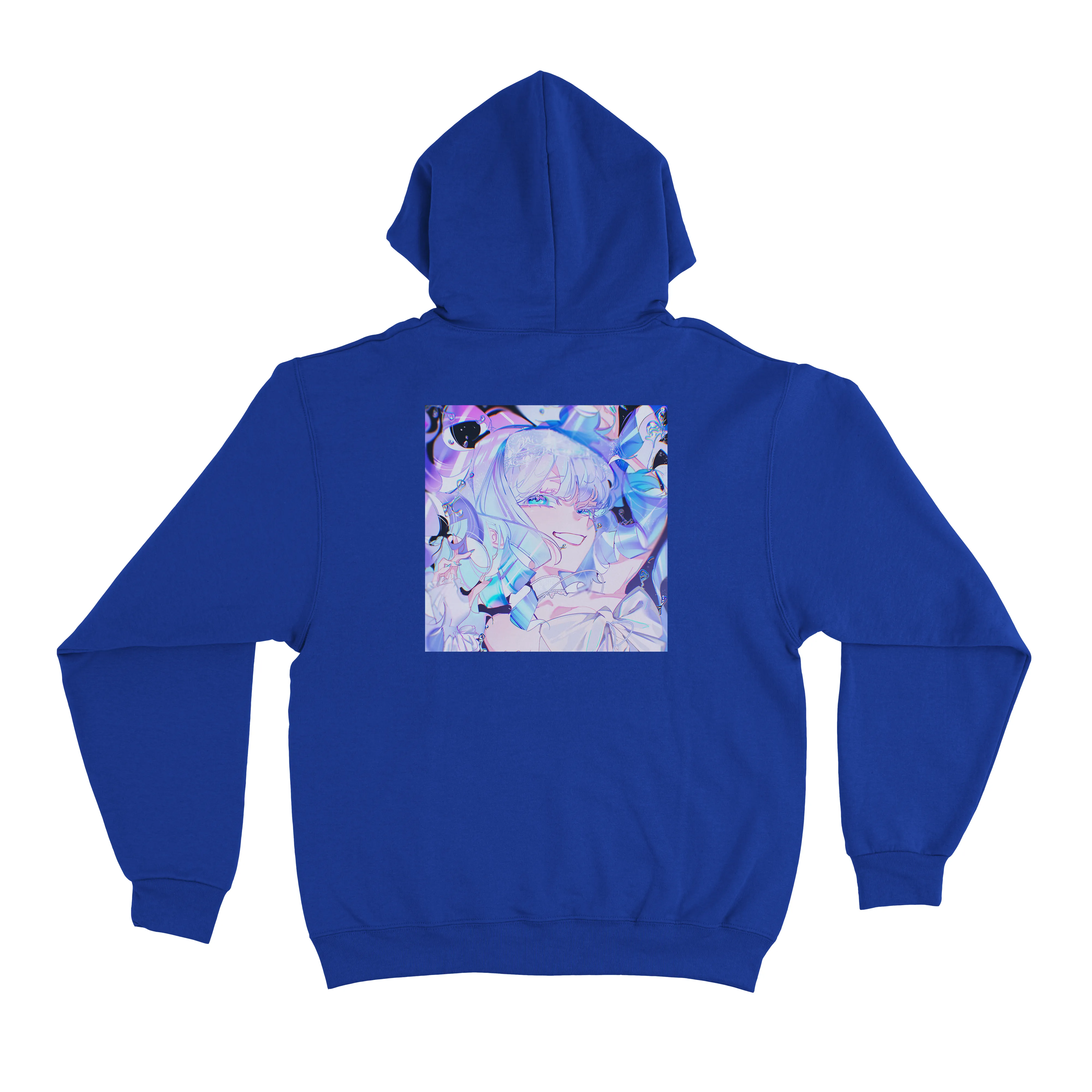 "Gift" Basic Hoodie White/Cobalt Blue
