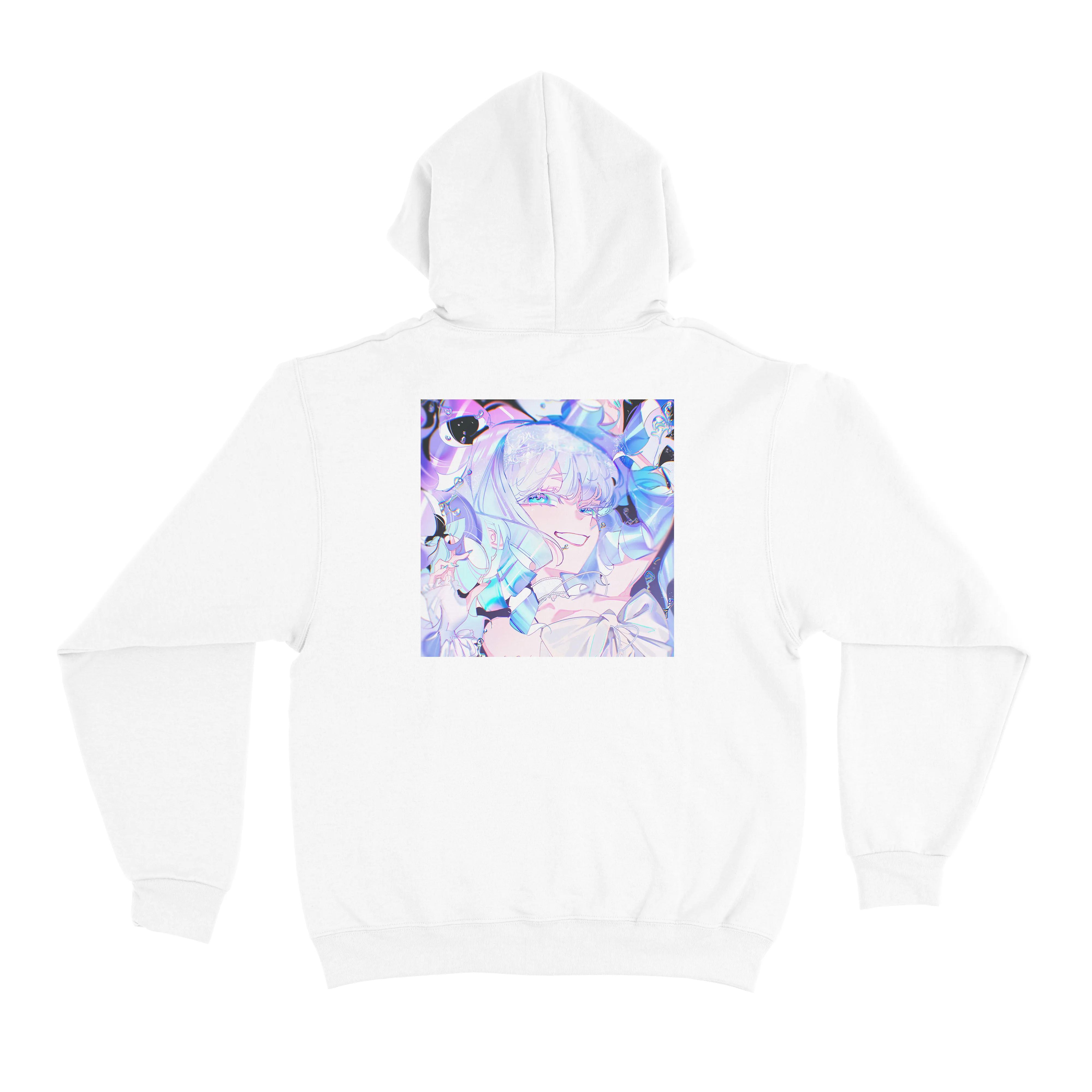 "Gift" Basic Hoodie White/Cobalt Blue