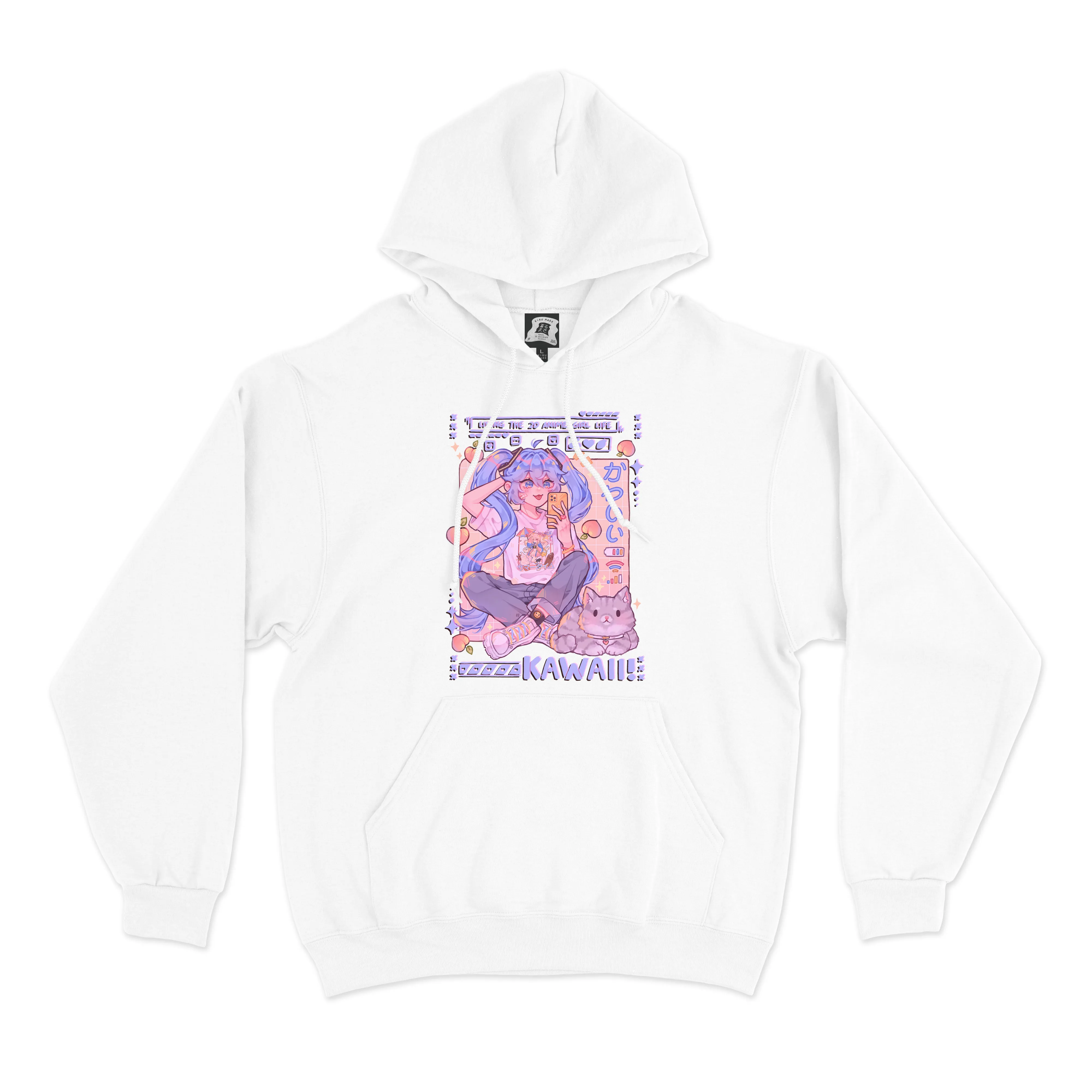 "Kawaii" Basic Hoodie White