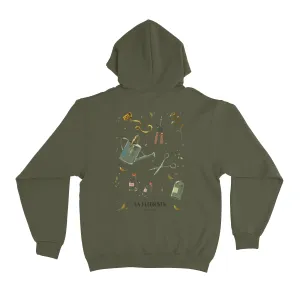 "La Fleuriste" Fleece Hoodie Khaki