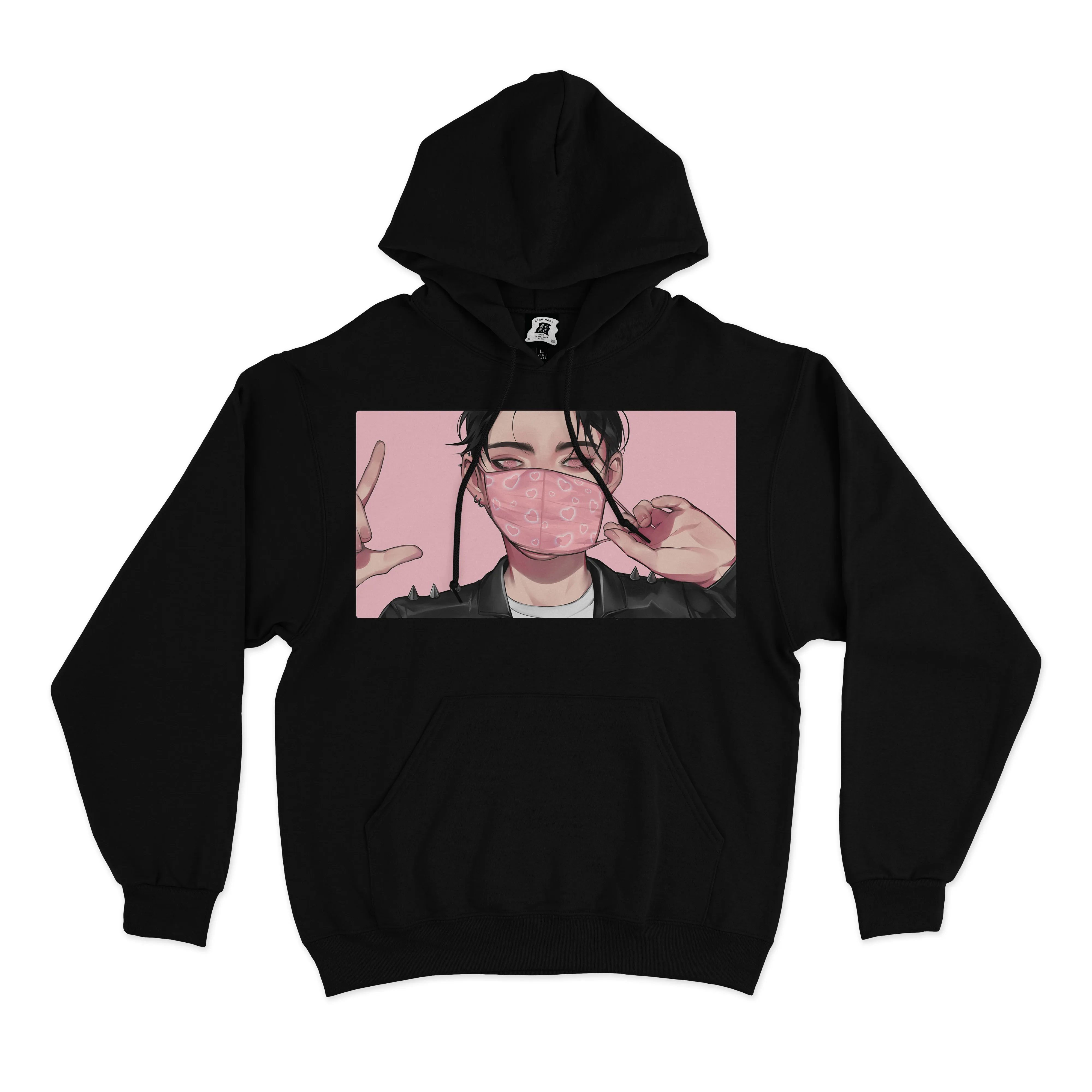 "Mask" Basic Hoodie Black