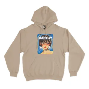 "Meow" Fleece Hoodie Beige