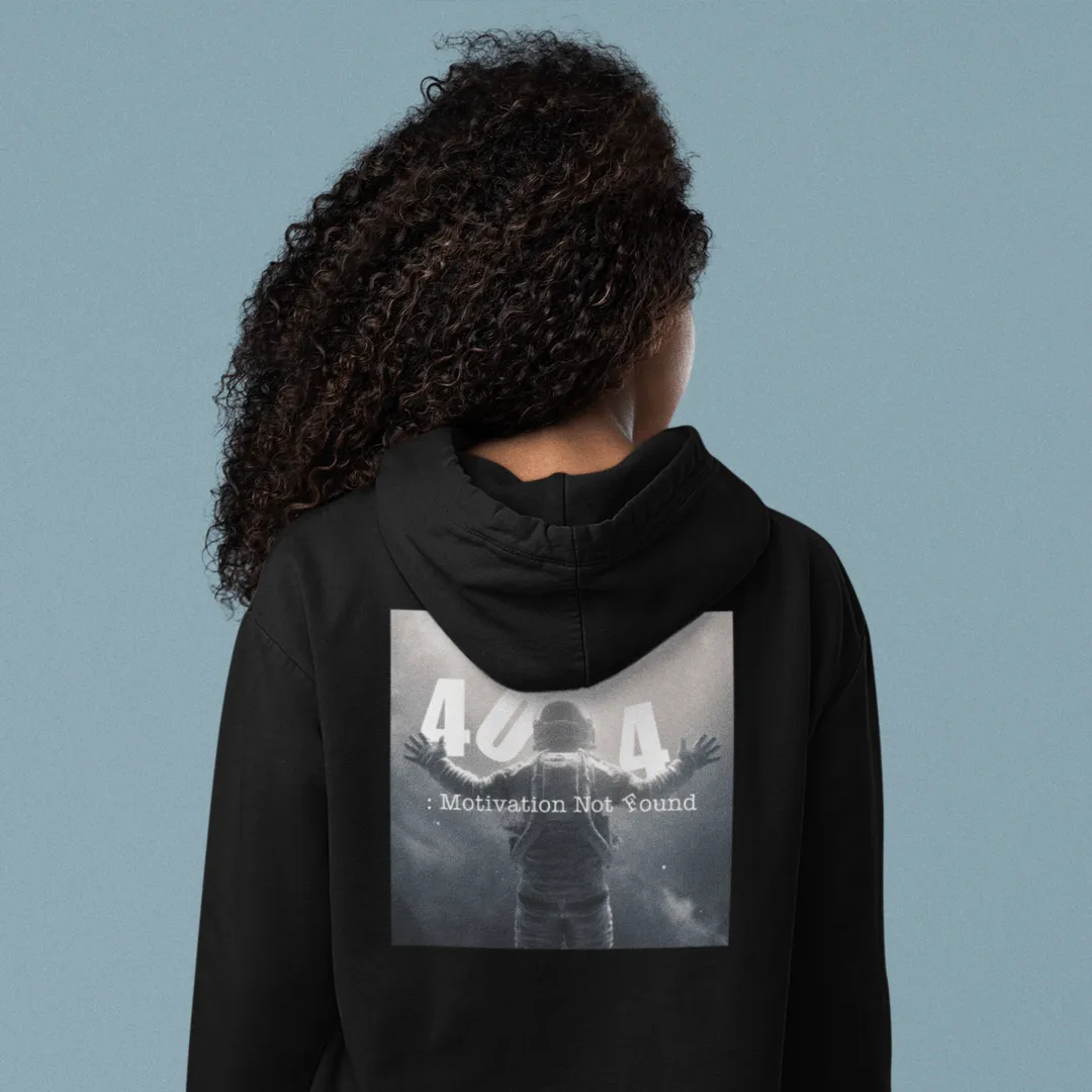 "Motivation Not Found"  Custom Black Unisex Hoodie | Art by Noa Bar Lev