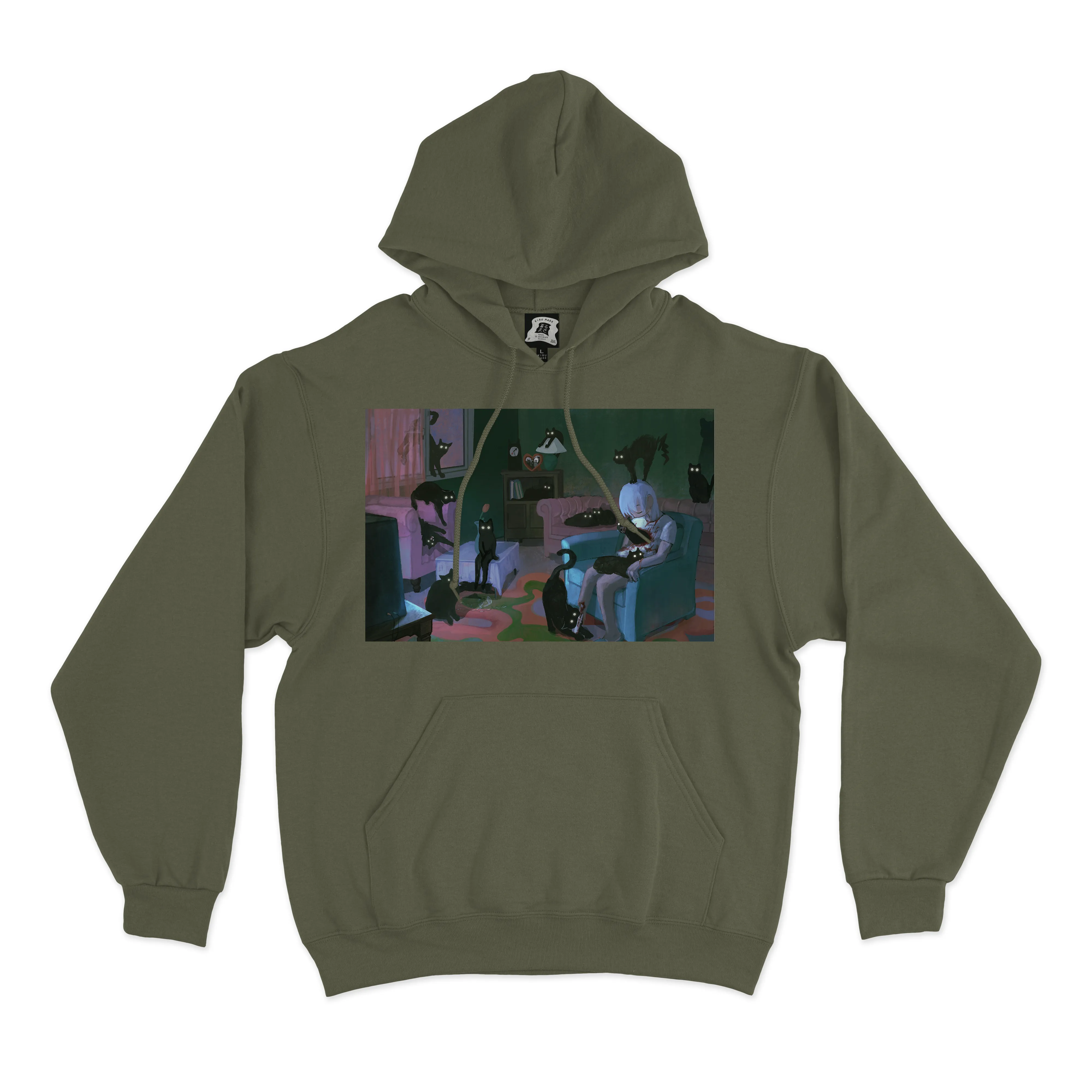 "Old Age Life" Fleece Hoodie Khaki