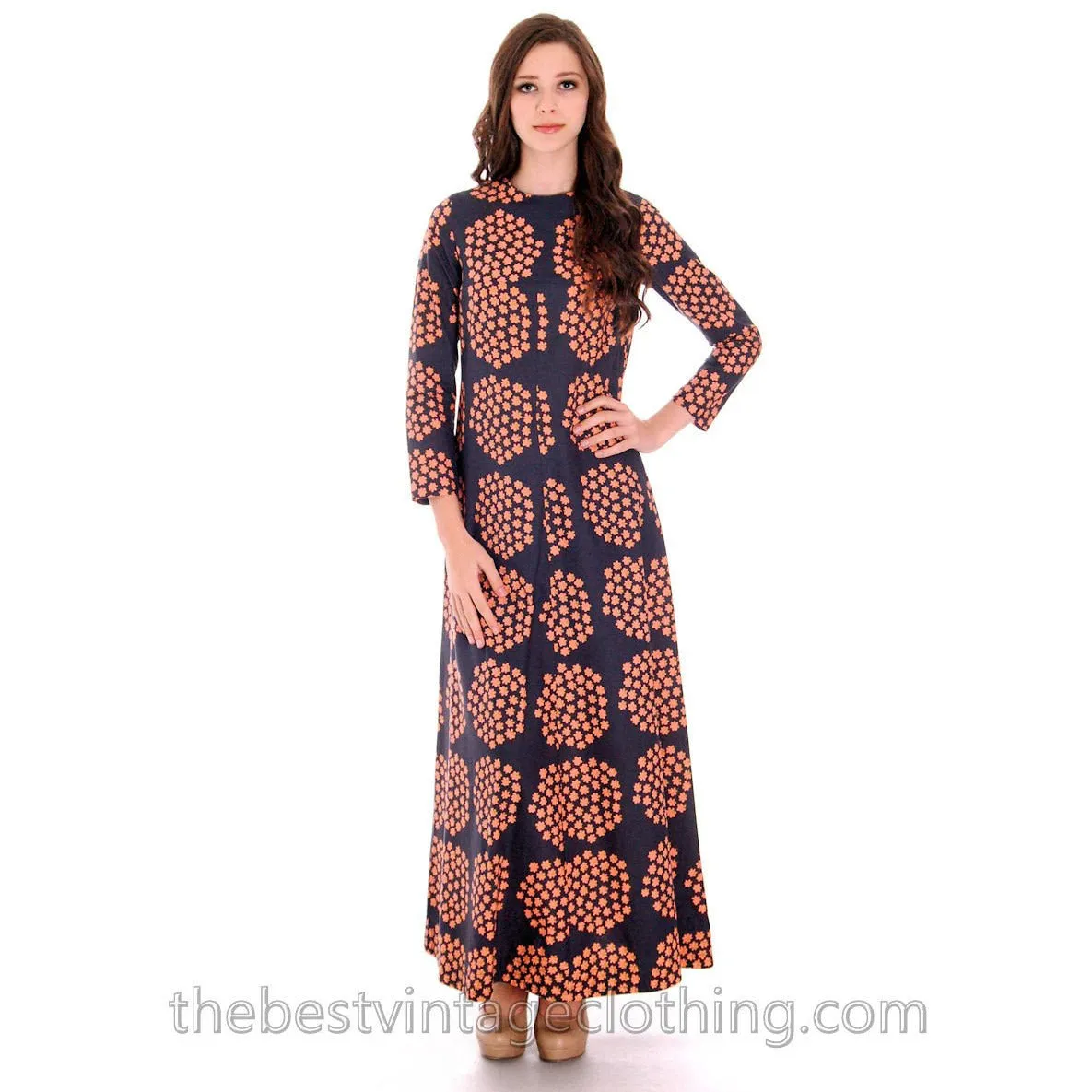 Rare Marimekko Dress Puketti 1964 Label Maxi Dress 100% Cotton 36/8