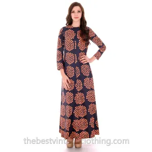 Rare Marimekko Dress Puketti 1964 Label Maxi Dress 100% Cotton 36/8