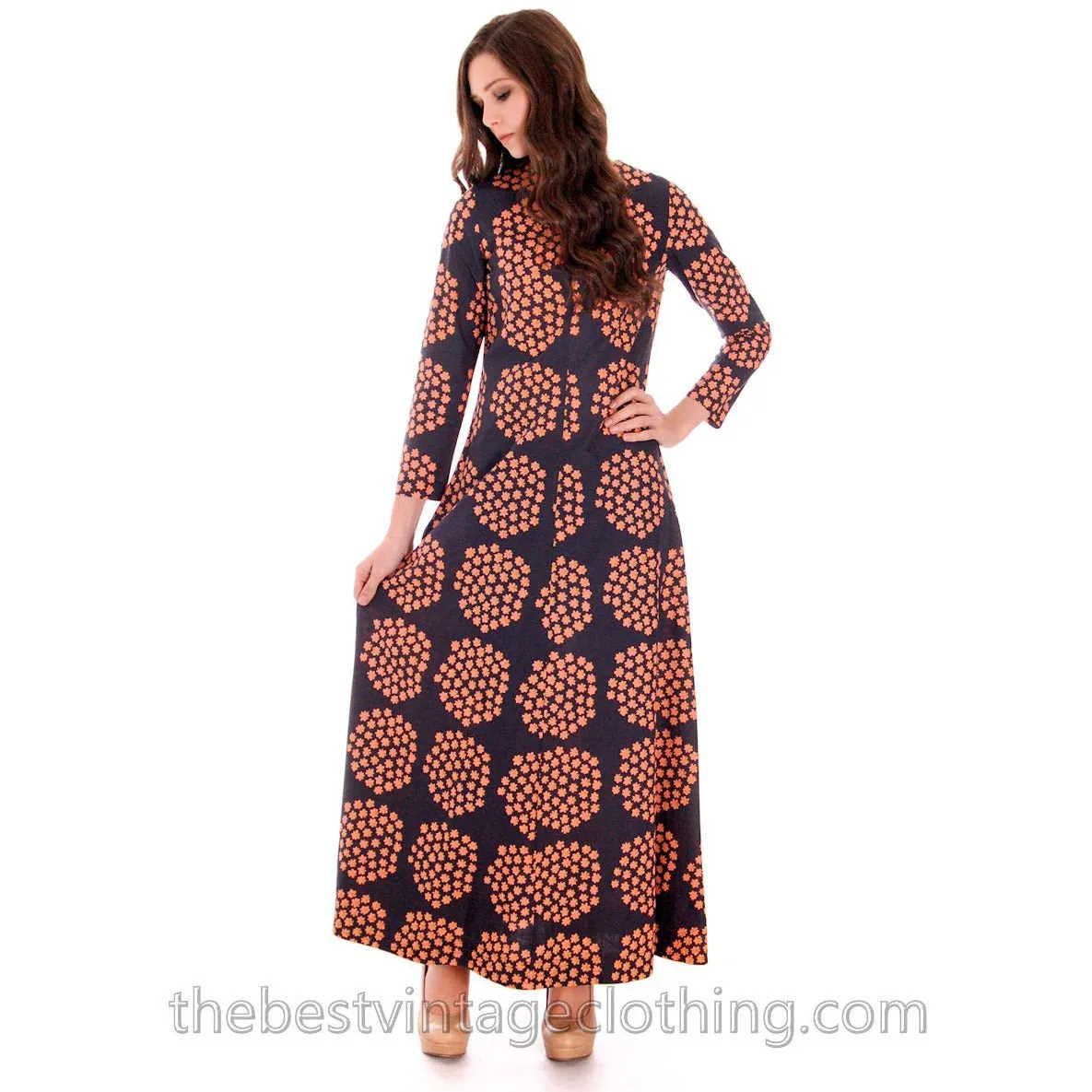 Rare Marimekko Dress Puketti 1964 Label Maxi Dress 100% Cotton 36/8