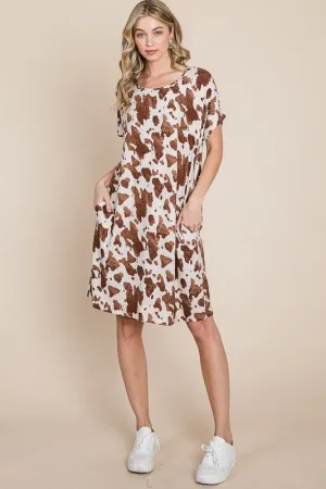 Relaxed Animal Print Dress With Pockets-Final Sale