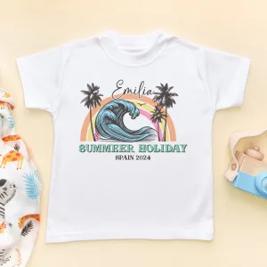 Retro Summer Holiday Personalised Toddler & Kids T Shirt