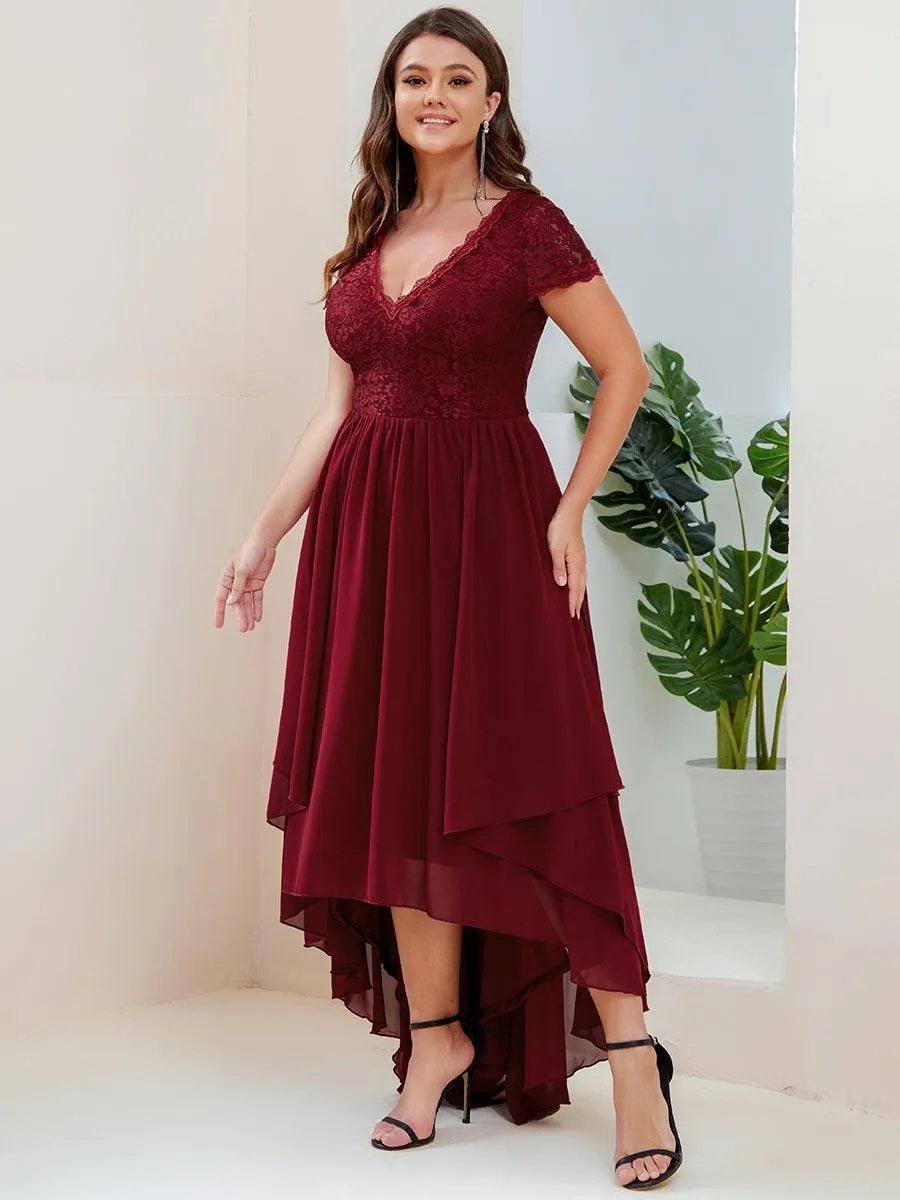 Robe de mère de la mariée à manches courtes avec rubans vintage Grande taille(Vente finale)
