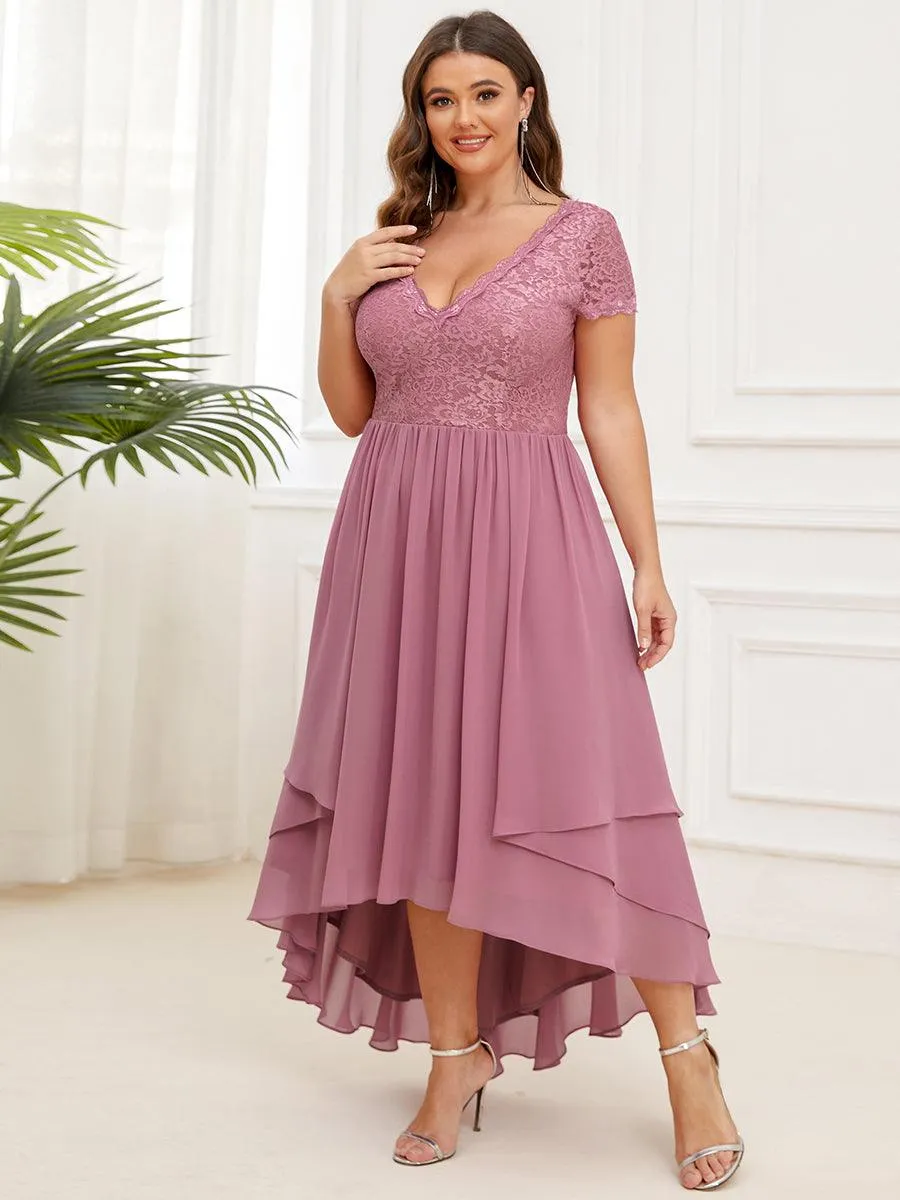 Robe de mère de la mariée à manches courtes avec rubans vintage Grande taille(Vente finale)