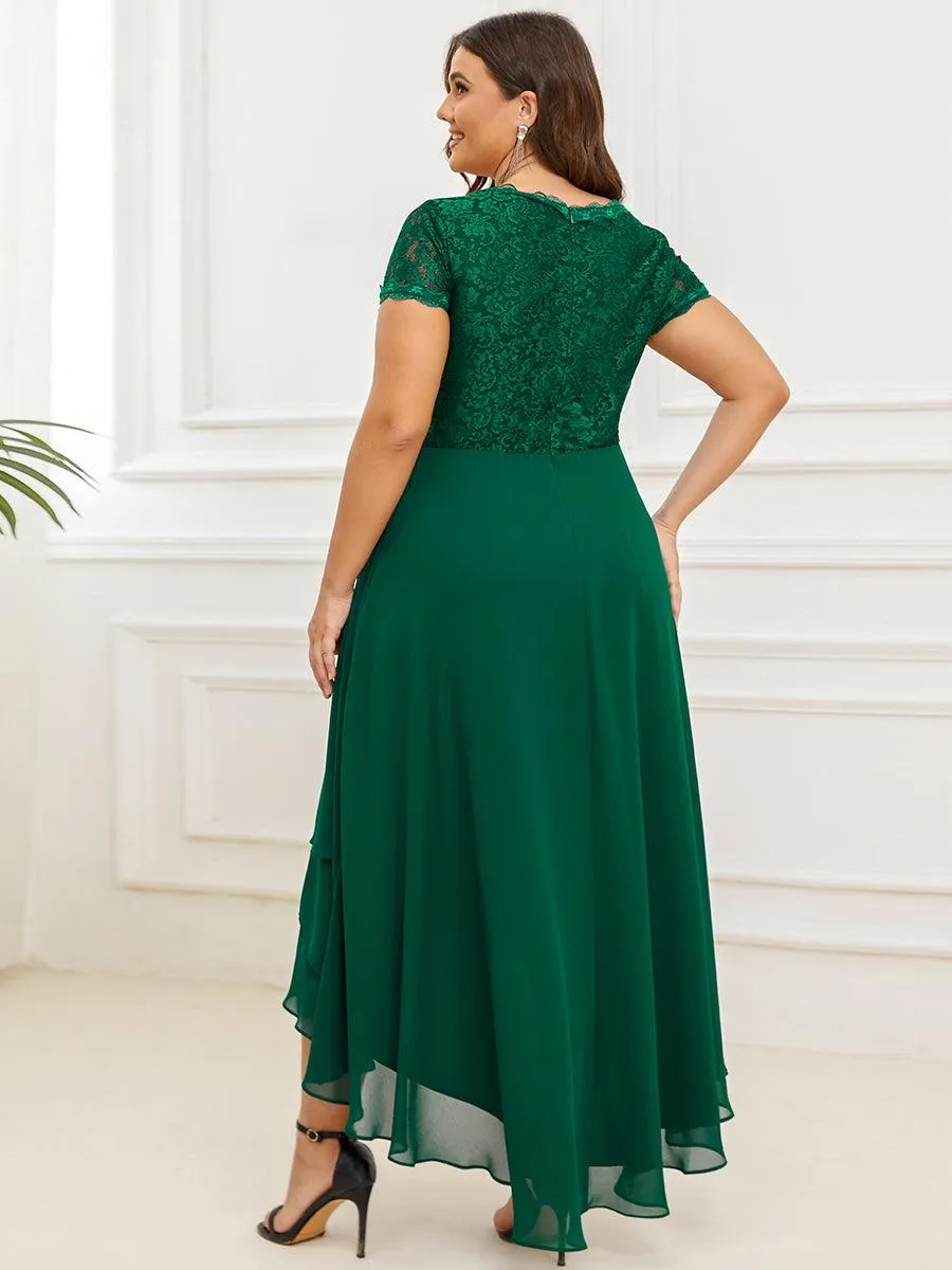 Robe de mère de la mariée à manches courtes avec rubans vintage Grande taille(Vente finale)