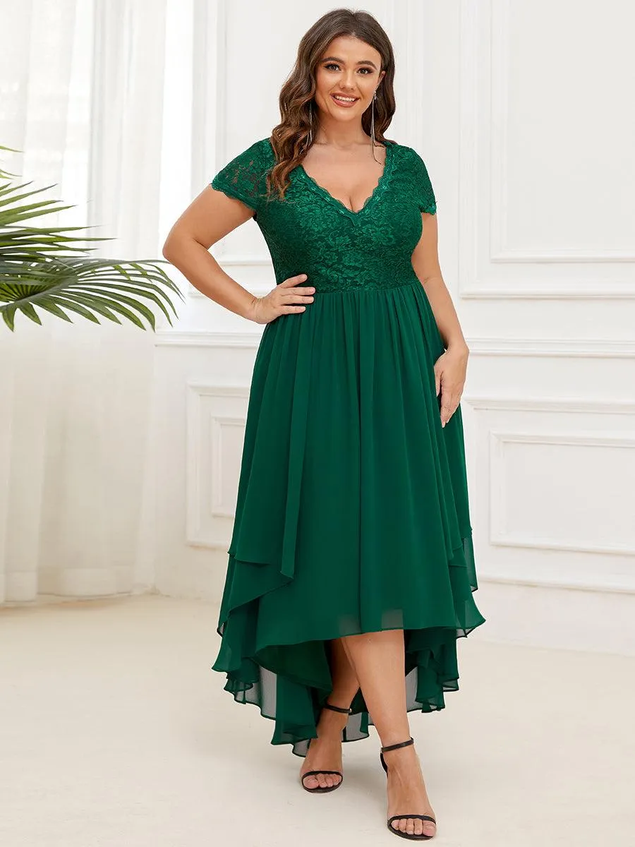 Robe de mère de la mariée à manches courtes avec rubans vintage Grande taille(Vente finale)