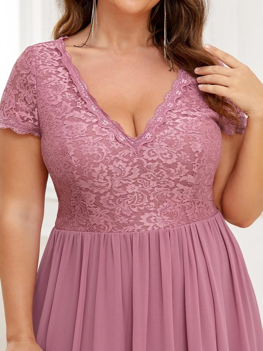 Robe de mère de la mariée à manches courtes avec rubans vintage Grande taille(Vente finale)