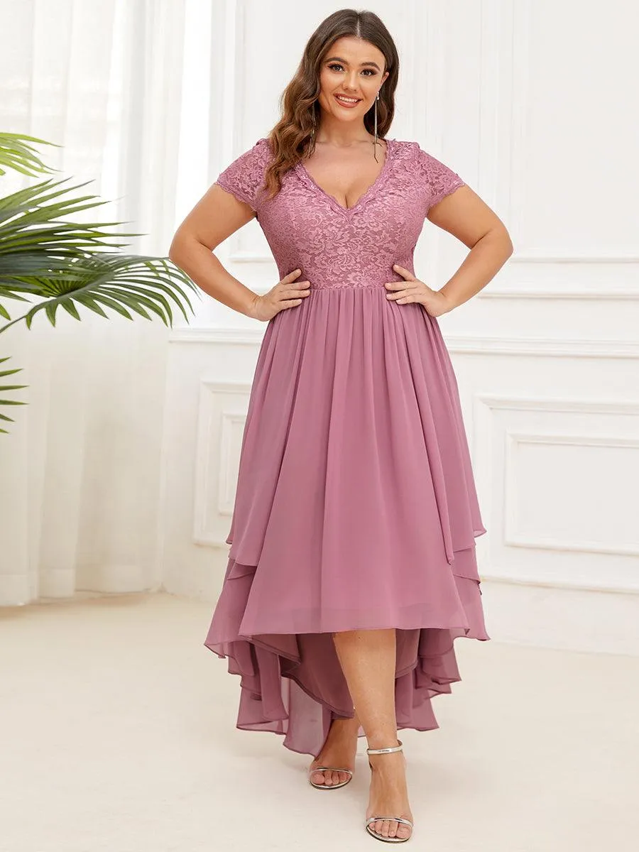 Robe de mère de la mariée à manches courtes avec rubans vintage Grande taille(Vente finale)
