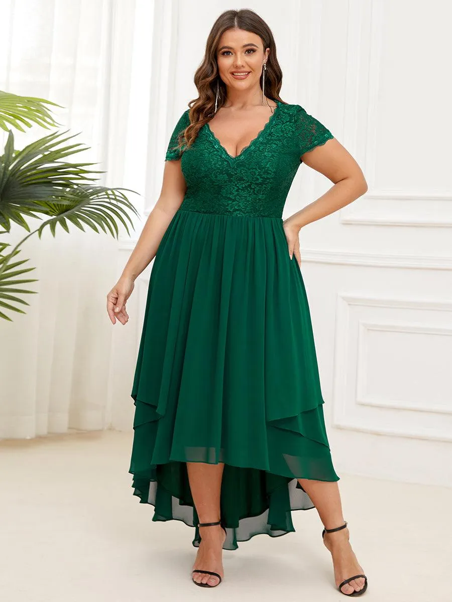 Robe de mère de la mariée à manches courtes avec rubans vintage Grande taille(Vente finale)